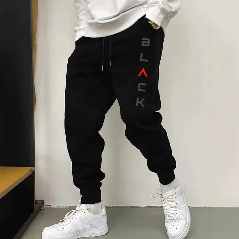Winter Clothing Men Style - Black Letter Print Men's Pants Autumn