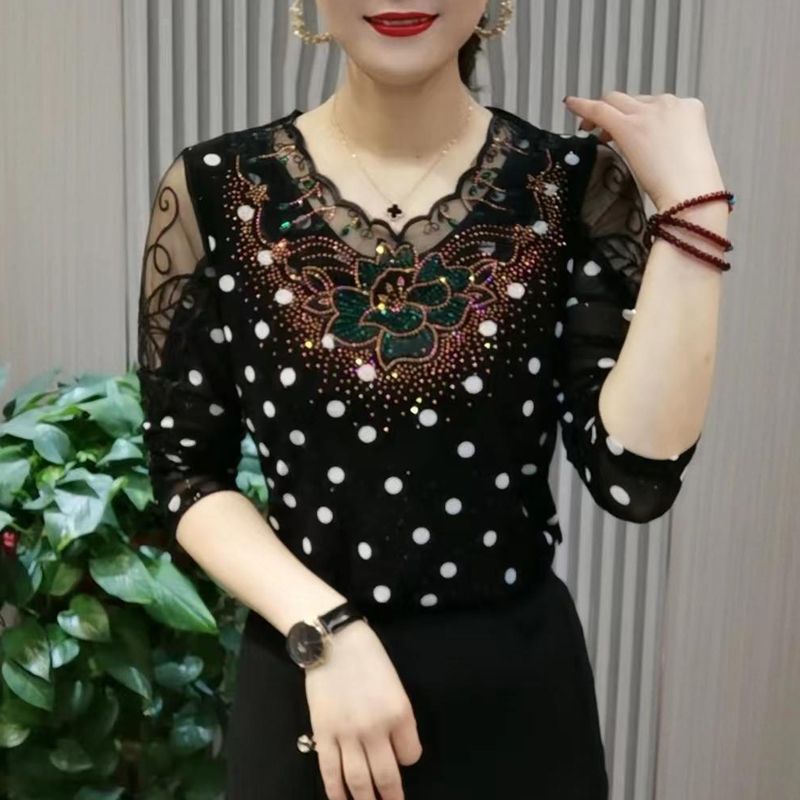 Winter Clothing Kit - Fashion Ruffles Gauze Hollow Out Polka