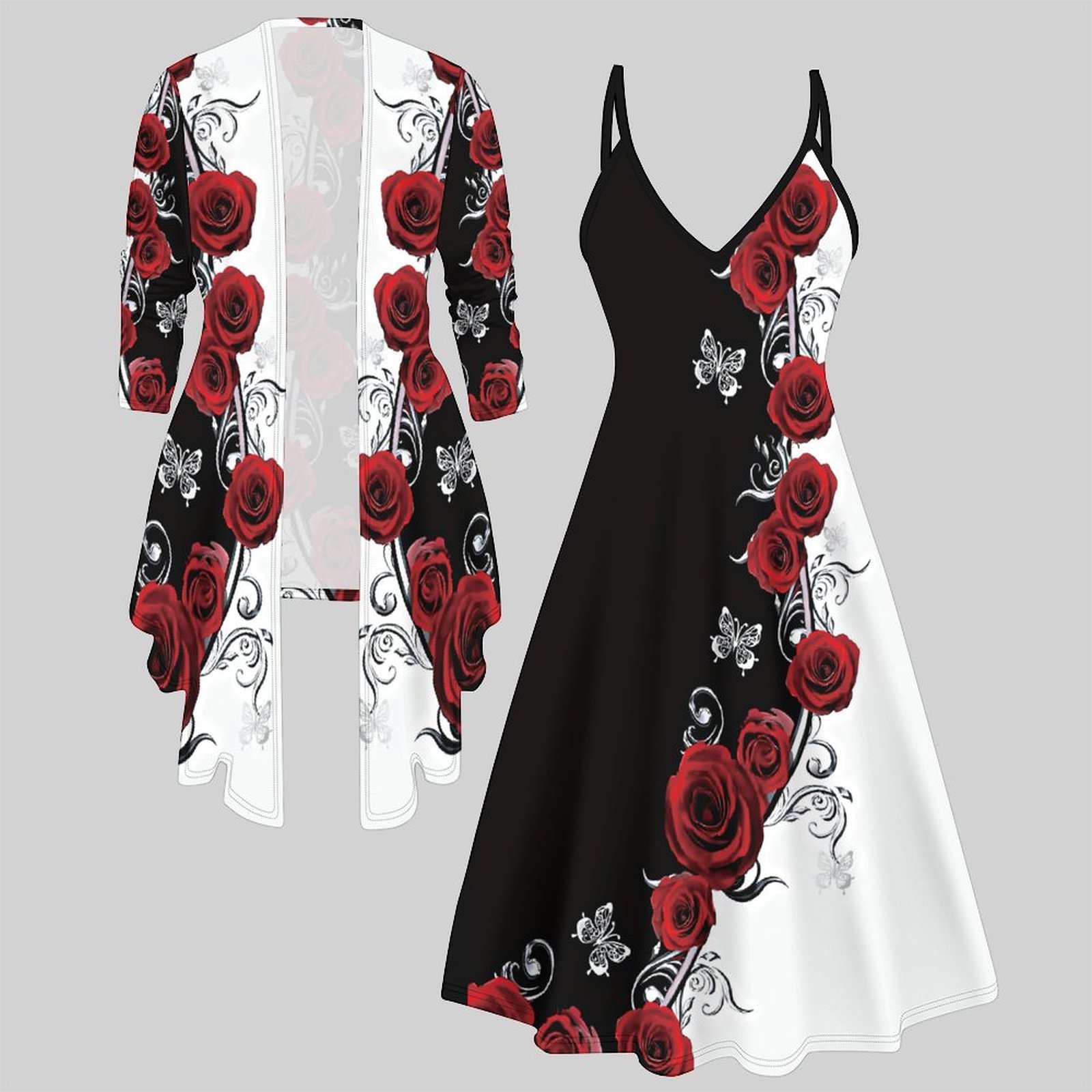 Winter Clothing Ladies - Print Two Piece Set Women Midi