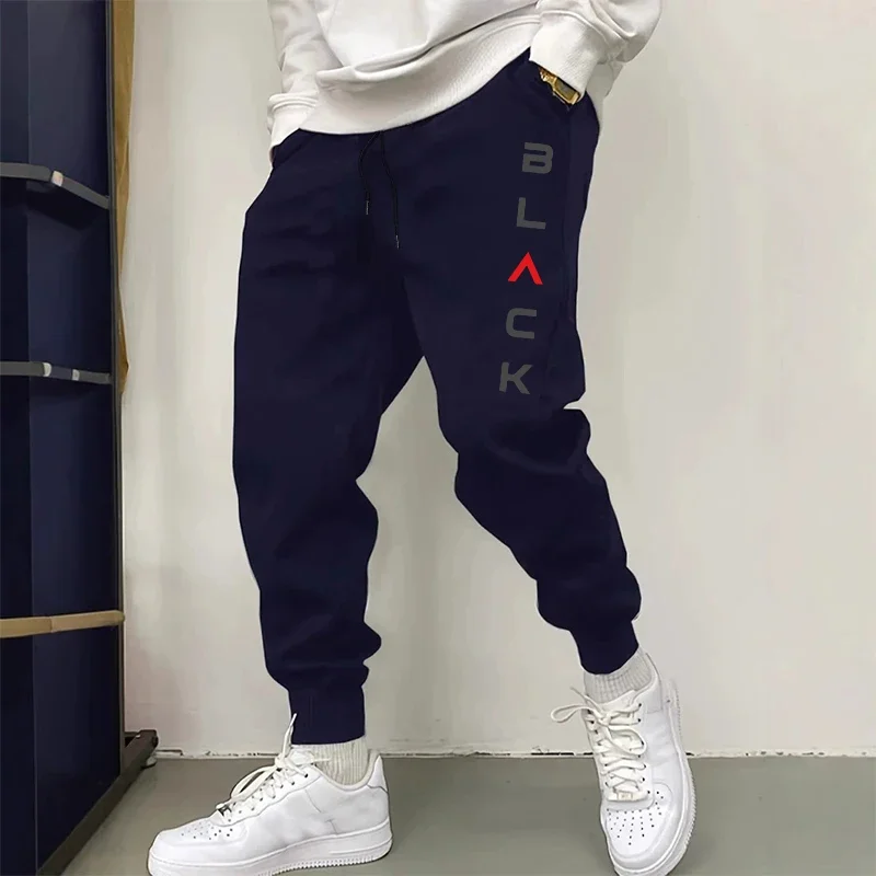 Black Letter Print Men's Pants - огляд і ціна Winter Clothing Men Style