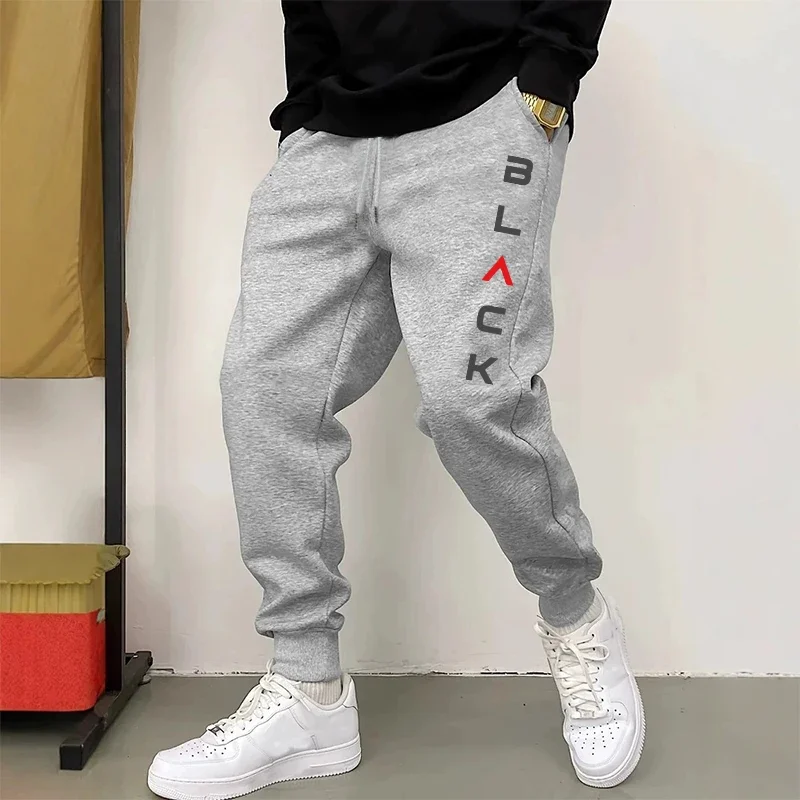 Black Letter Print Men's Pants - огляд і ціна Winter Clothing Men Style