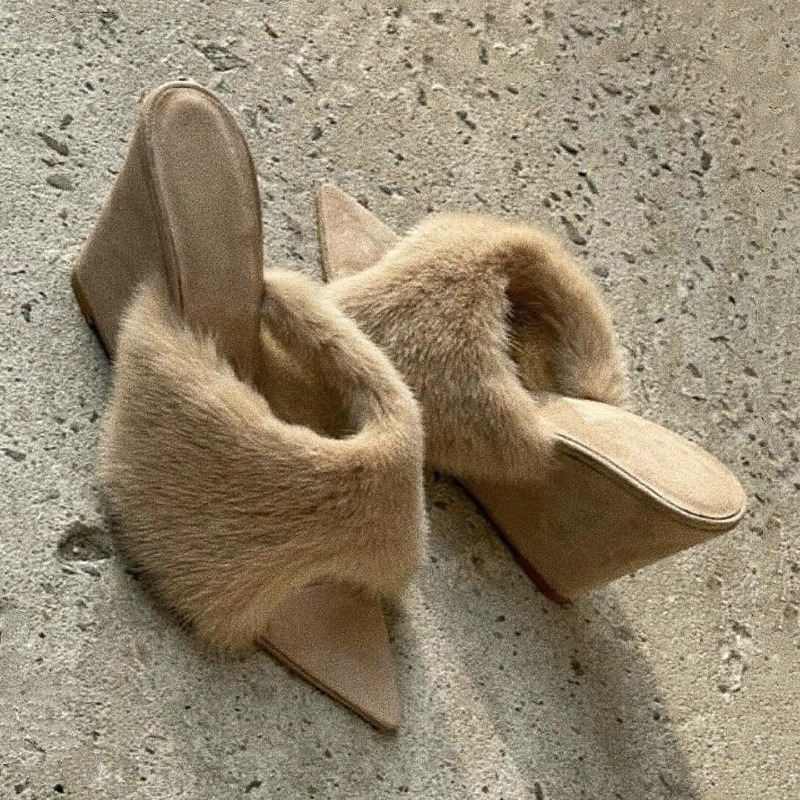 Fluffy Women Slippers Wedges P - огляд і ціна Winter Clothing Ladies