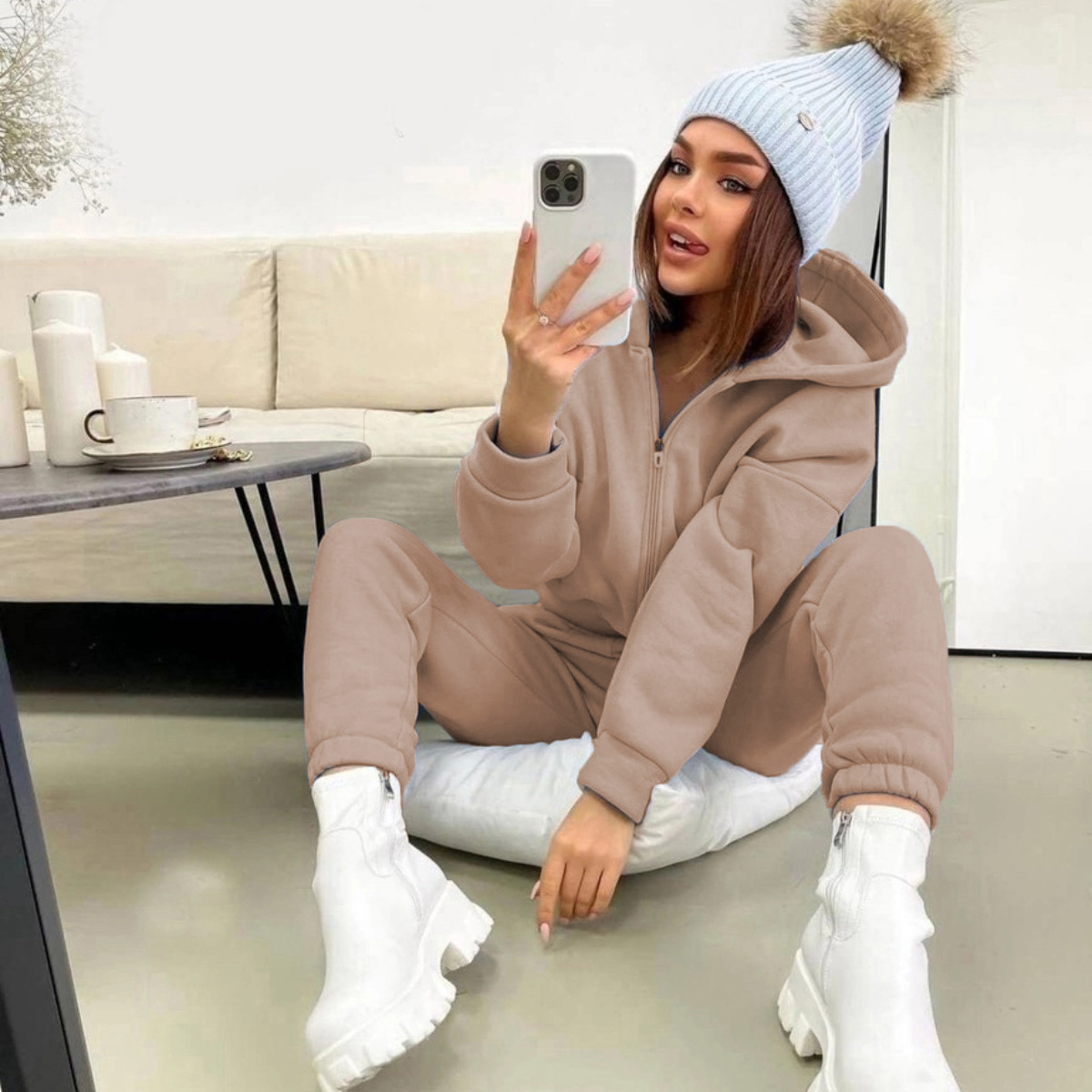 Zipper Hooded Coat Pants Sets  - огляд і ціна Winter Clothing Sale